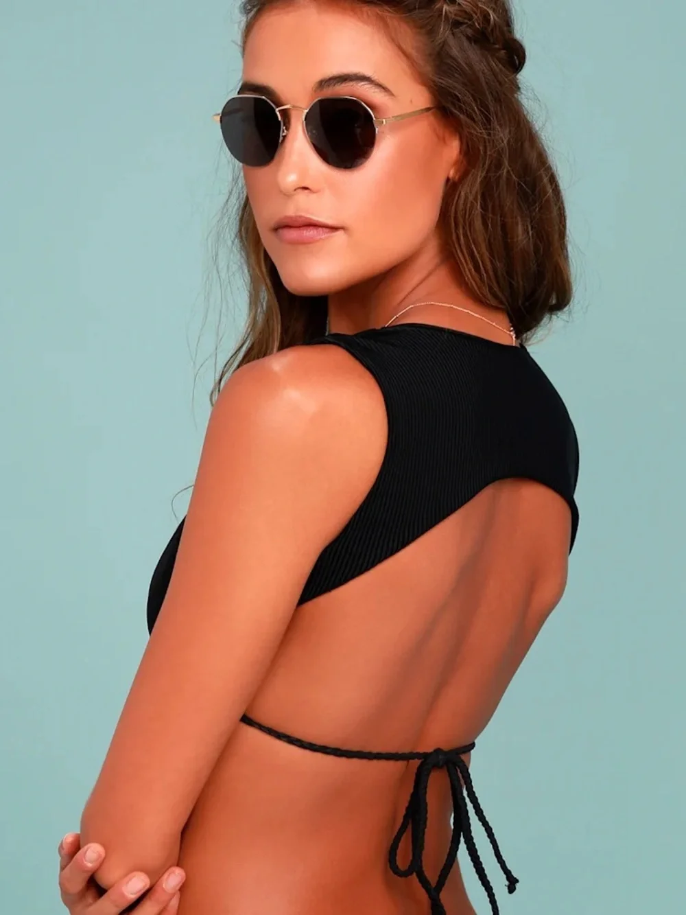 NWT Frankie’s Bikinis Vintage Rose Shea Ribbed Top size L Jaymi Bottoms size M